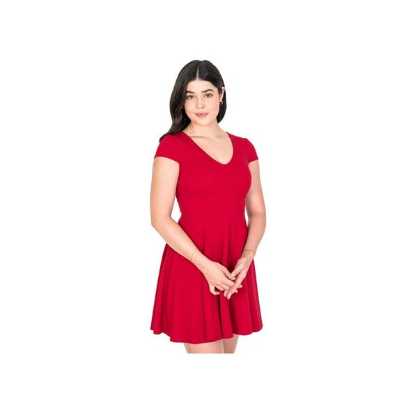 NWT B DARLIN Womens Red V-back With Tie Short Sleeve Short Dress 1\2 - Picture 1 of 3